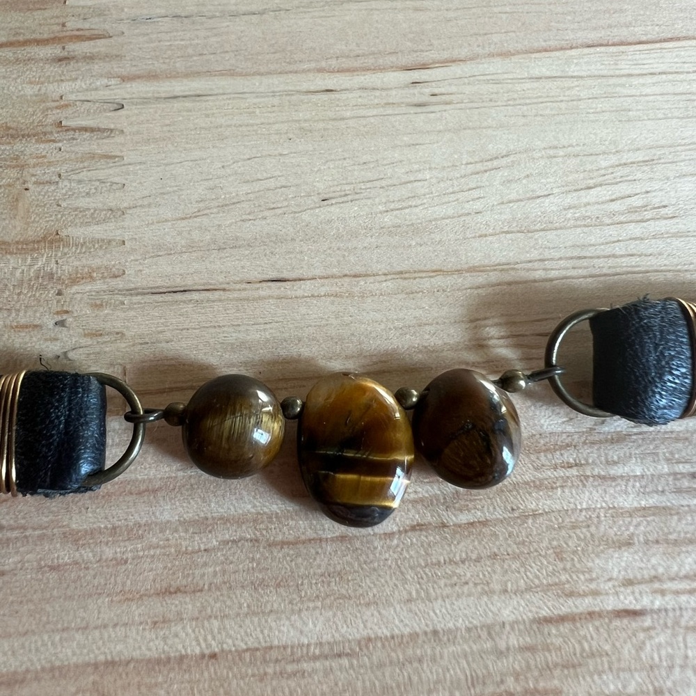 Tiger’s Eye & Genuine Leather Choker